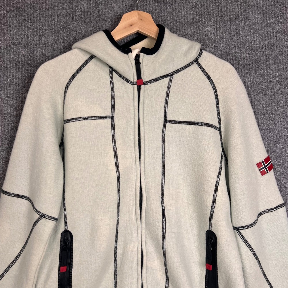 Dale of Norway Full Zip Hoodie Womens Light blue Small Good Wool Contrast Stitch - Picture 3 of 11